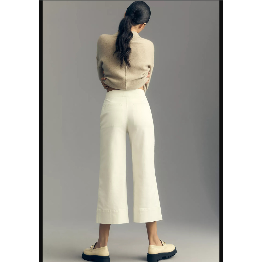 Anthropologie Cream Wide Leg Pants - Picture 4 of 5